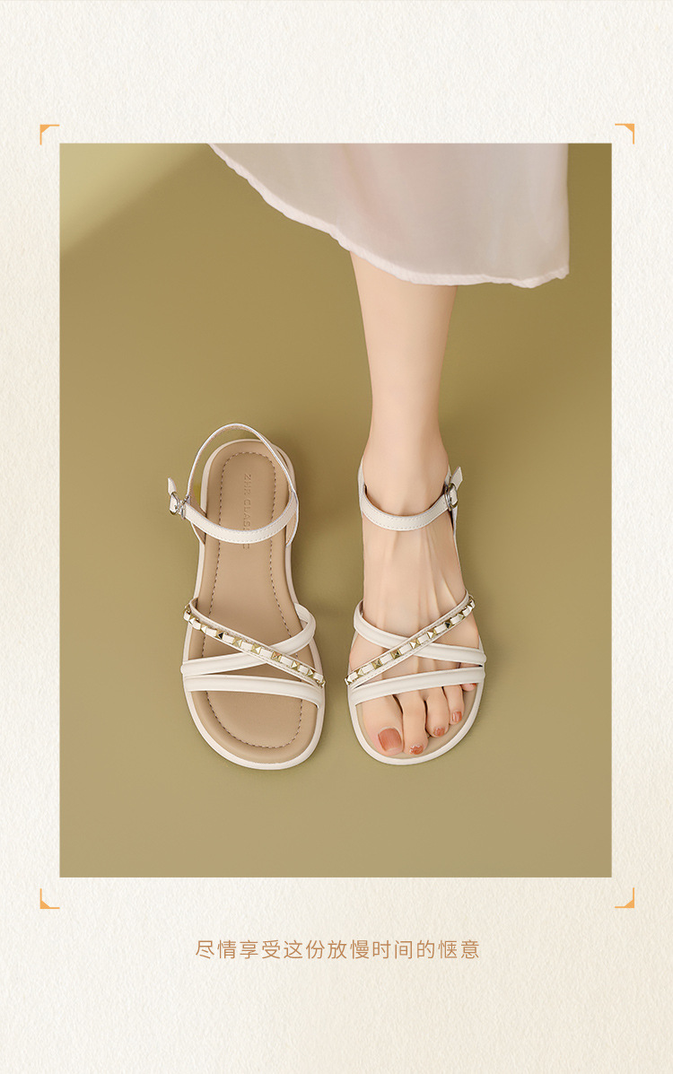 Dép sandal nữ quai chữ V đế thấp siêu mềm nhẹ — CE56 màu vàng nhạt chi tiết 17
