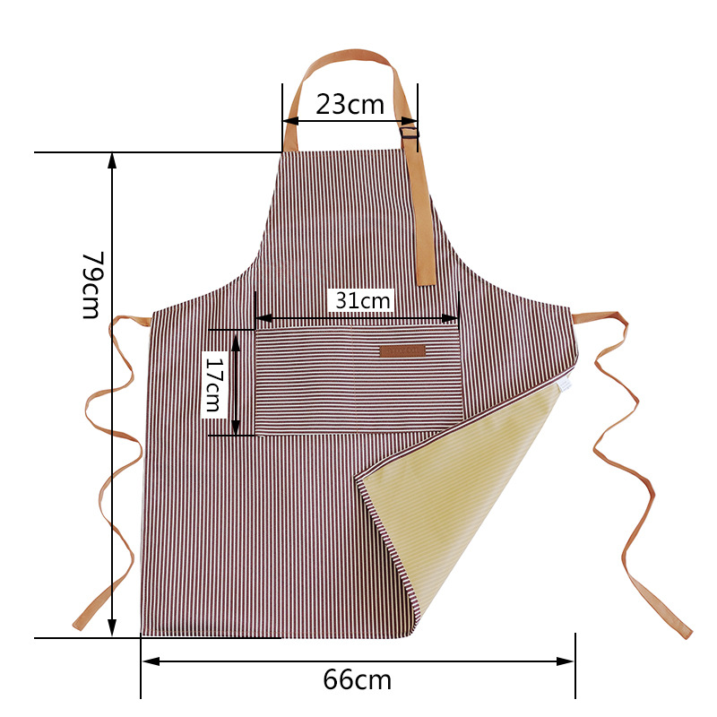 Delantal de lona a rayas de Amazon transfronterizo arte floral tienda de té con leche barista ropa de trabajo cocina hogar delantal al por mayor