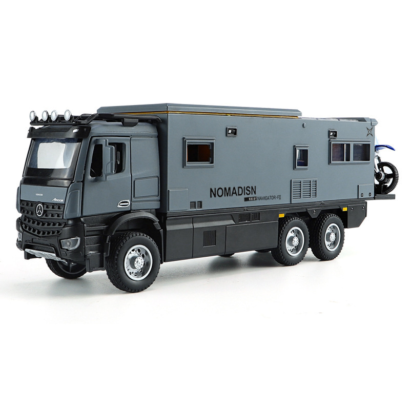 1:24 Norma Disson RV alloy car model sound and light pull back children's toy simulation RV Chenghai wholesale