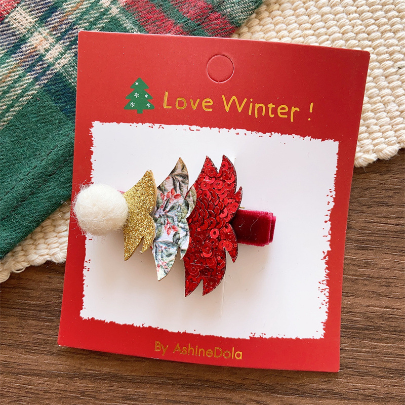 Christmas Bow Hairpin Red And Green Glitter Hair Accessory_voghion.com