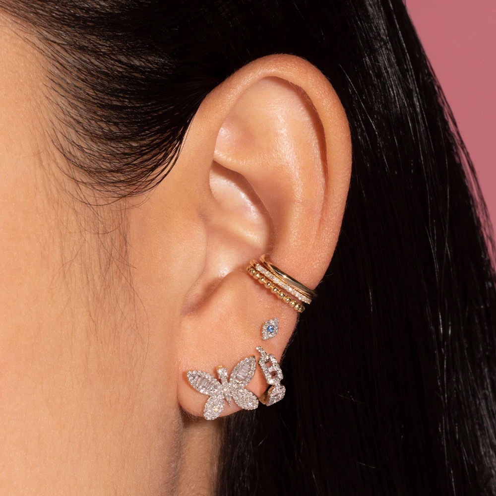 6g Weight Zircon Inlay Material Ear Studs Classification Ear Cartilage Rings & Studs Piercing Type 1 Piece Quantity Daily Occasion Copper Material Heart Shape, Butterfly Pattern Women's Gender Inlay Design Simple Style, Classic Style Style 1 Piece Simple Style Classic Style Heart Shape Butterfly Inlay Copper Zircon Ear Studs 2