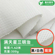 现货满天星三明治网眼布箱包手袋座椅面料加厚透气三明治网布涤纶