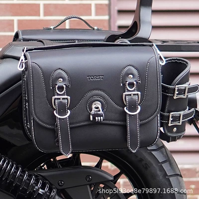Motorcycle bumper: Tail Rack Tail Box - car-bracket-black-no-22-quick-release-leather-side-bag