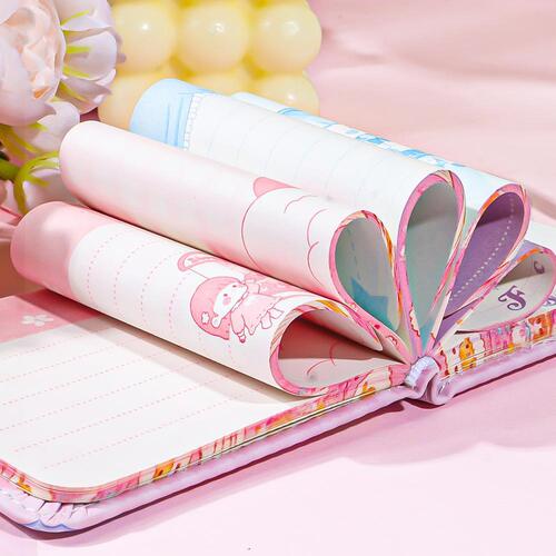 Square high-quality magnetic-closure cover diary book for students, cute mini cartoon-style creative notebook