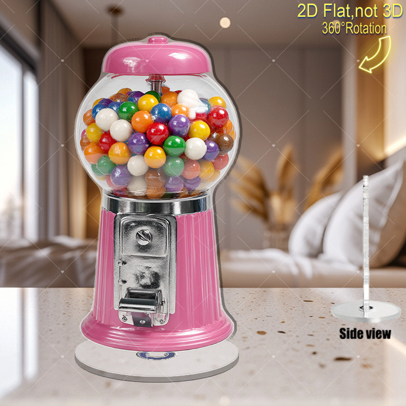2D平面亚克力炫彩粉色旋转糖果机桌面摆件圣诞节家居派对装饰