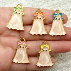 DIY ジュエリー合金オイルドリップハロウィンリボンゴーストペンダントかわいい面白いネックレスイヤリングペンダントアクセサリー