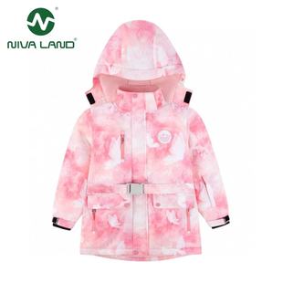 Niveran genuine goods Winter Style Women's and Children's Cotton Ski Suit Weatherproof and Rain-proof Thickened Mid-length Belt Rush Suit