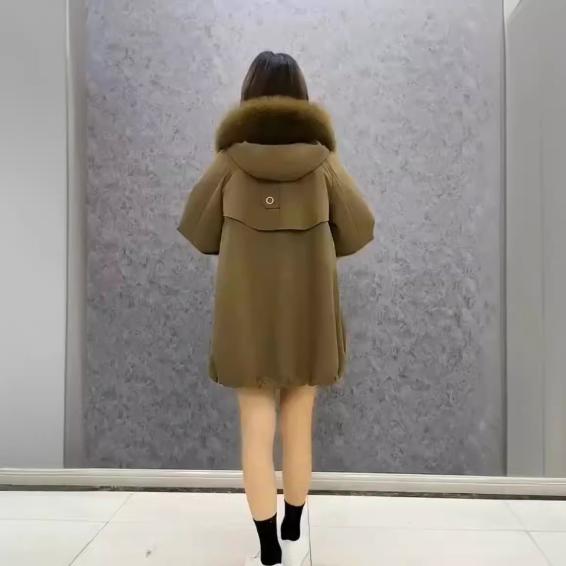 时尚休闲皮草派克服外套女2021新款爆款韩系冬装大毛领加厚中长款