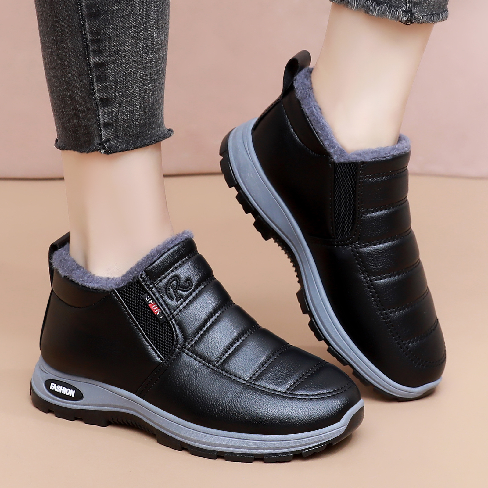 Zapatos de invierno de mujer zapatos de algodón de un pie zapatos casuales de mujer de suela gruesa, zapatos casuales de baja altura, al por mayor transfronterizos poco profundos