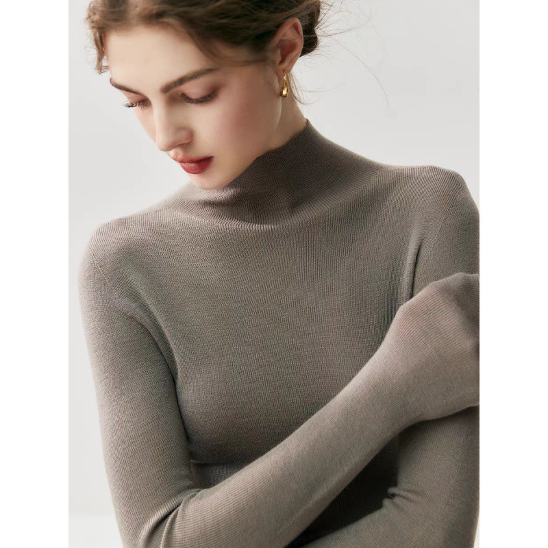 Genuine 18-stitch with label! Yangzi yarn fine-knit 100% wool sweater for women, thin high-neck slim-fit sweater, versatile base layer Genuine 18-stitch with label! Yangzi yarn fine-knit 100% wool sweater for women, thin high-neck slim-fit sweater, versatile base layer