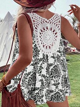 B 14166 Fringe Lace Crochet Vest ���K�h������ �W���羳