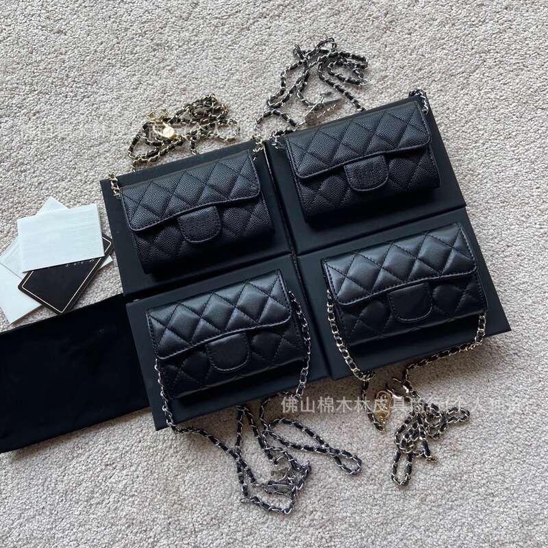 25 Cross-Border Original Leather Small Fragrant Caviar Wallet Waist Bag Integrated Small Bag Quilted Chain Waist Bag Women Can Be Worn Cross-Body