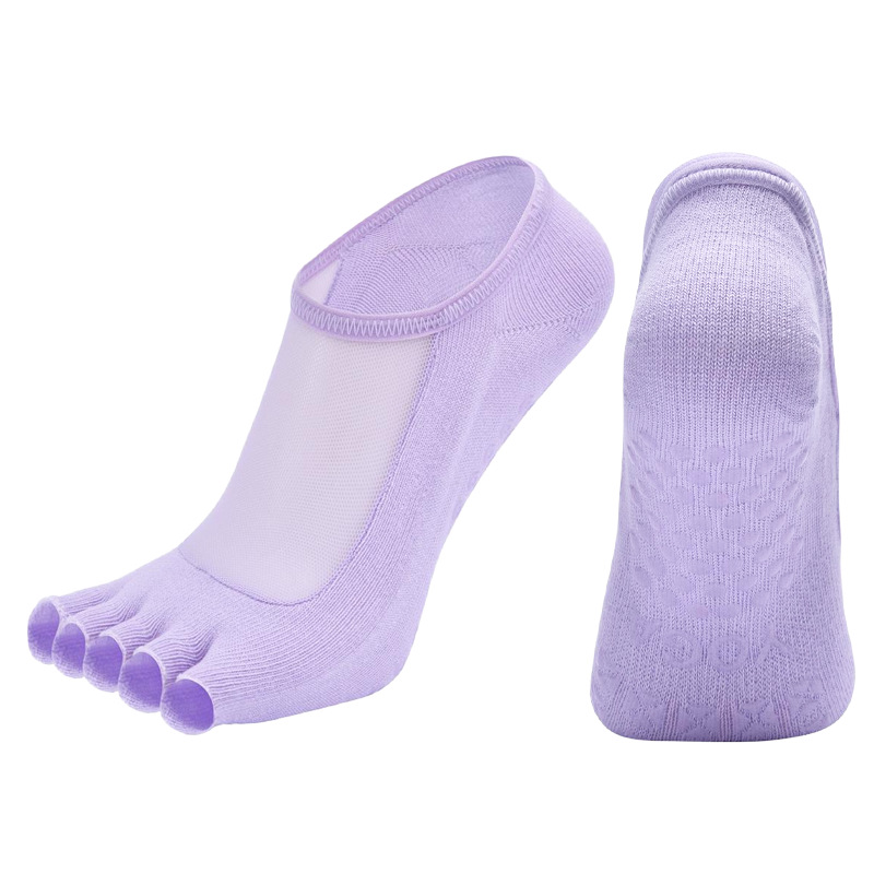 Calcetines de Yoga de Cinco Dedos para Mujer de Algodón, Antideslizante, Absorbente de Sudor, para Yoga