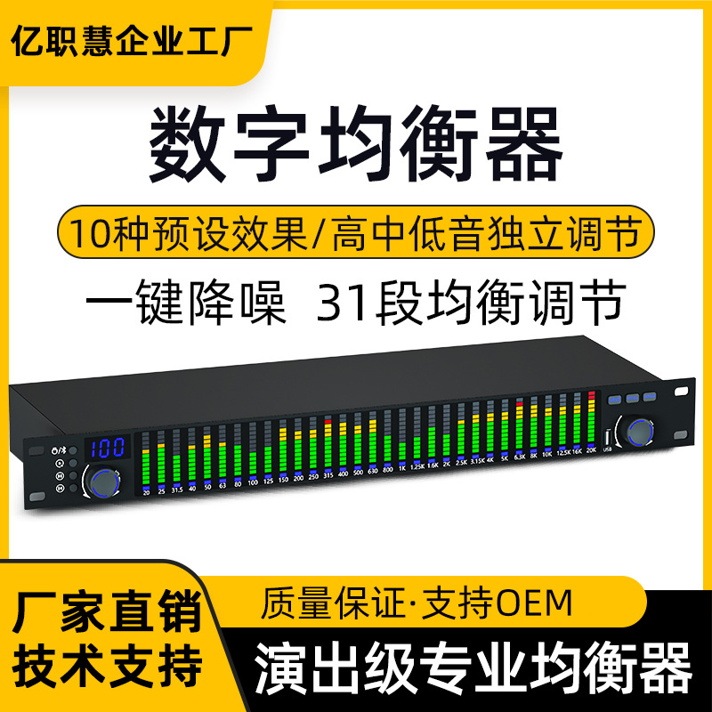 专业31段数字均衡器降噪声门舞台演出高中低音频处理频谱KTV家用
