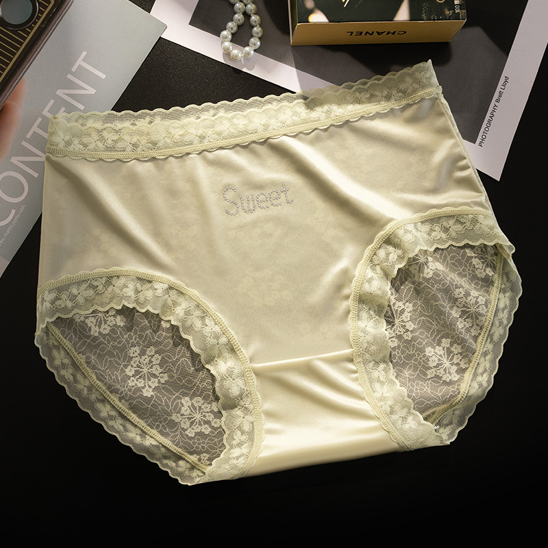 Seda de hielo, encaje deportivo, satén de lujo ligero, seda de hielo, entrepierna, entrepierna antibacteriana, seda de hielo, ropa interior de mujer triangular sin costuras