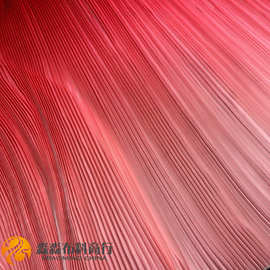 红粉渐变色压皱折风琴褶布料 中国风汉服柔软裙子桃花红手工面料