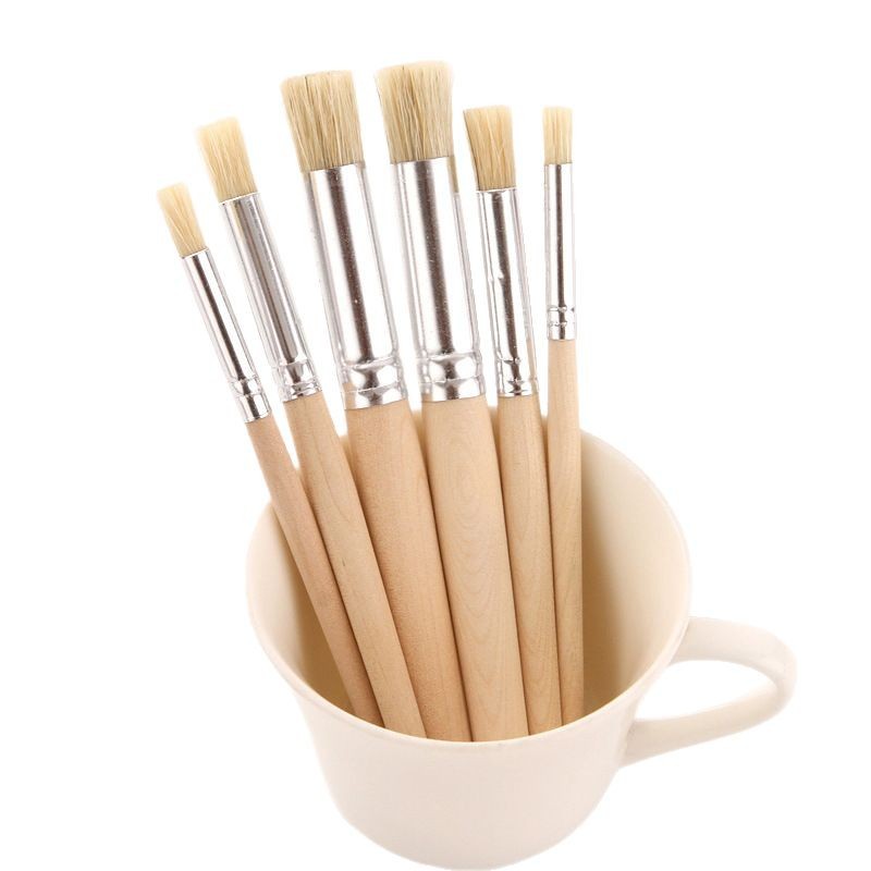 Transfronterizo 6 varillas de troncos Cepillo de melena de cerdo Cepillo de pintura de plantilla hueca Cepillo de pintura al óleo Cepillo acrílico para arte