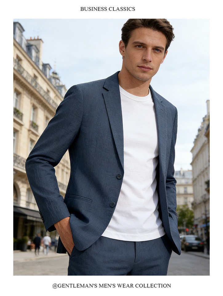 Áo vest nam Tencel Lyocell co giãn chống nhăn thoáng khí phong cách casual — Màu xanh dương, màu đen chi tiết 24