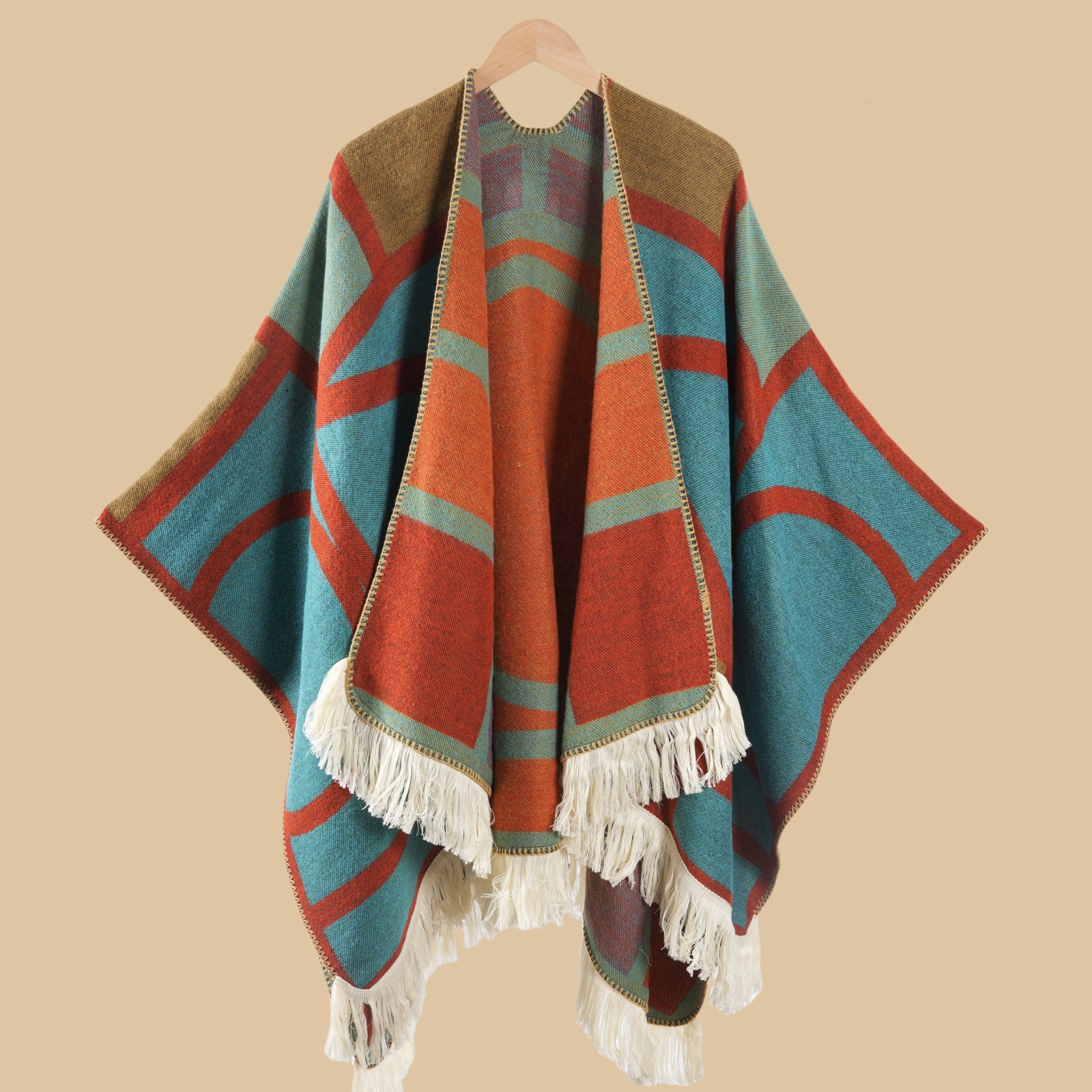 Damas retrógrado estilo nacional de lujo chal de viaje con una capa de capa de viaje del noroeste grande chal de horquilla nuevo