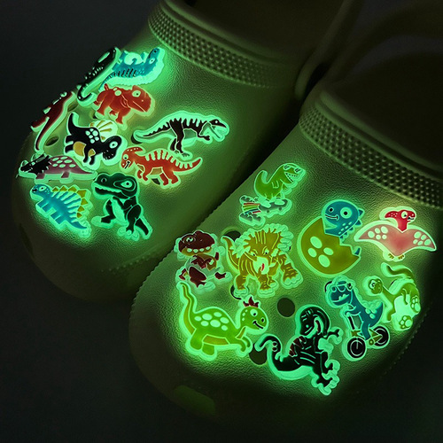 Glow-in-the-dark dinosaur hole shoe accessories, flower shoe buckle DIY accessory, decoration buckle shoelace, ornament buckle, card buckle, base buckle