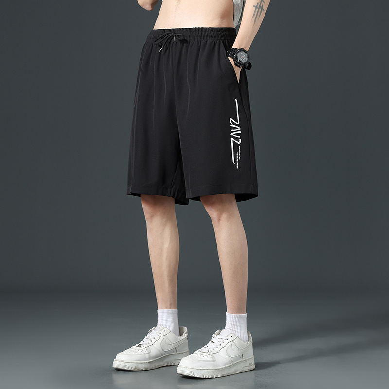 Summer Outdoor Basketball Sports Shorts for Men, Thin Quick-Dry Ice Silk Pants, Loose Casual Knee-Length Breathable Shorts