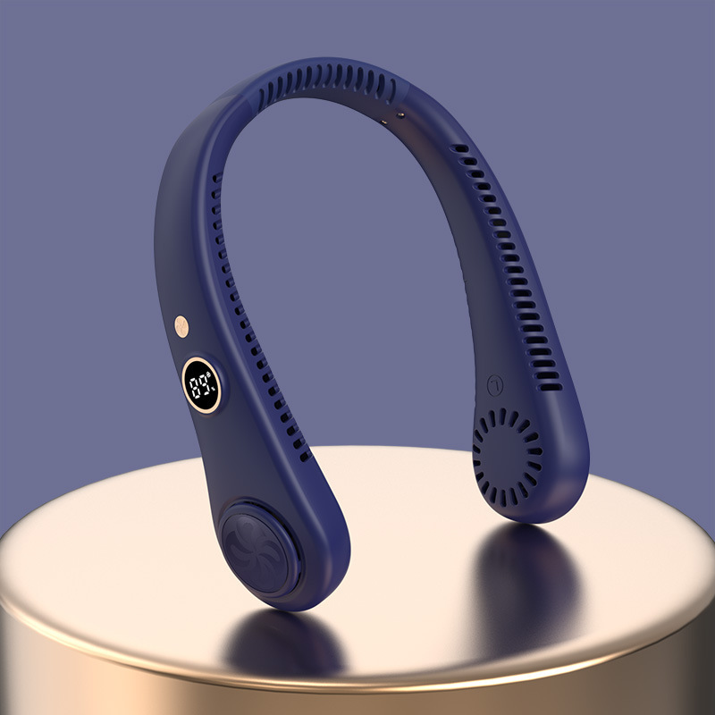 Nuevo comercio exterior de cinco velocidades de ventilador de cuello de visualización digital estudiantes deportes al aire libre portátiles USB mini ventilador de cuello pequeño