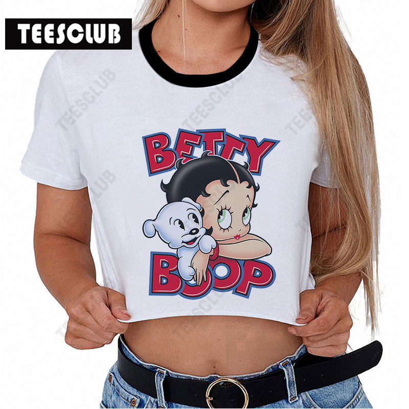 Betty Boop Crop Top Tshirt 2021 summer new cartoon printed short sleeve navel T-shirt