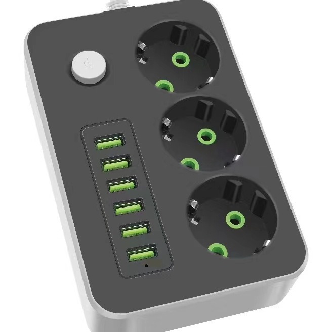 Explosión directa transfronteriza 6USB toma de corriente con tipo-C enchufe de línea de carga placa de conexión doméstica