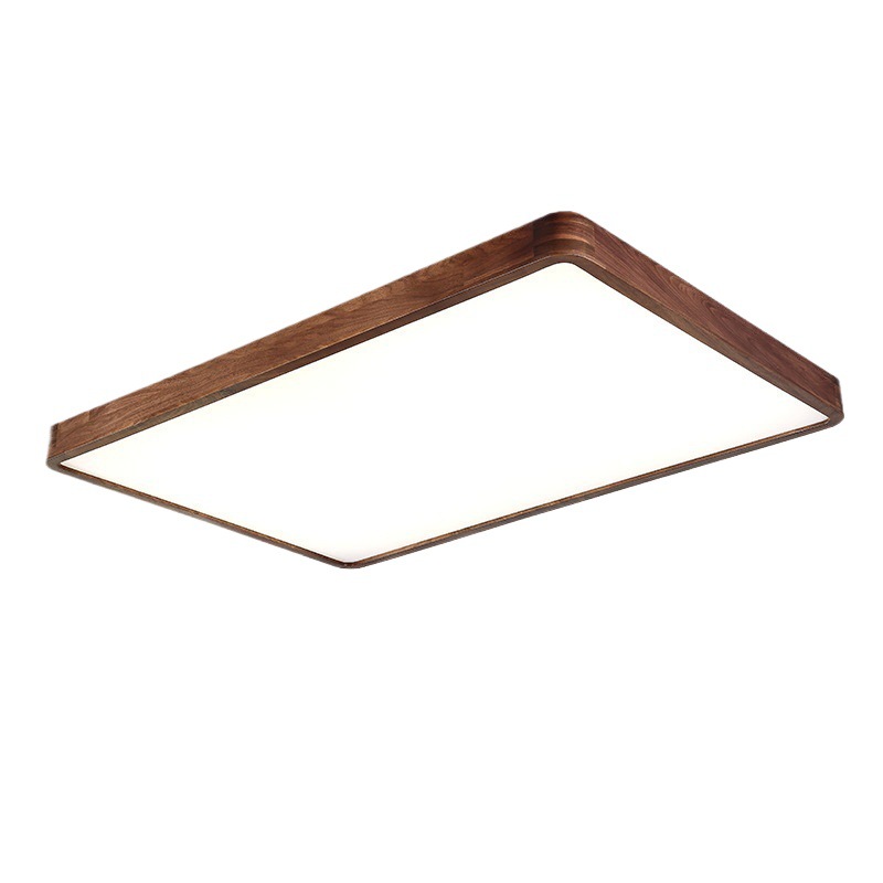 Lámpara de techo de nogal negro Nueva luz de sala de estar de madera maciza de estilo chino Lámpara de dormitorio principal ultrafina de estilo chino Paquete de casa completa