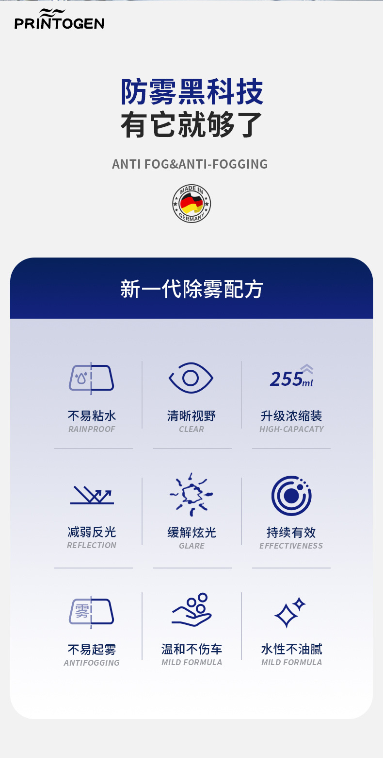Anti-Fog Agent Car Windshield Long-Lasting Defogging Rain Film Water Repellent Spray Rearview Mirror Anti-Rain Artifact