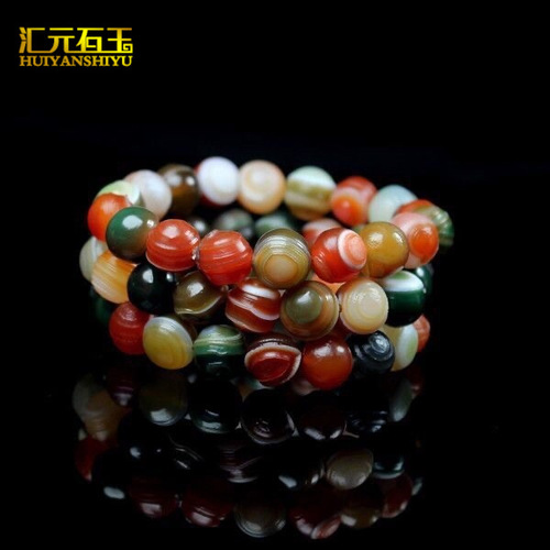 Natural Xinjiang Alxa agate silk-wrapped bracelets for men and women colorful bracelets Wenwan agate jewelry live source