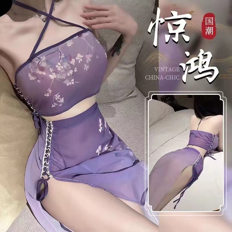 Yilanfang Sexy Roleplay Pajama Set, Chiffon Cutout Uniform Style, Plus Size — detail image 6