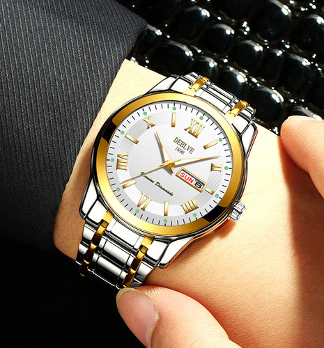 Watch dropshipping men's watch waterproof men's watch steel band watch double calendar quartz watch classic watch wholesale