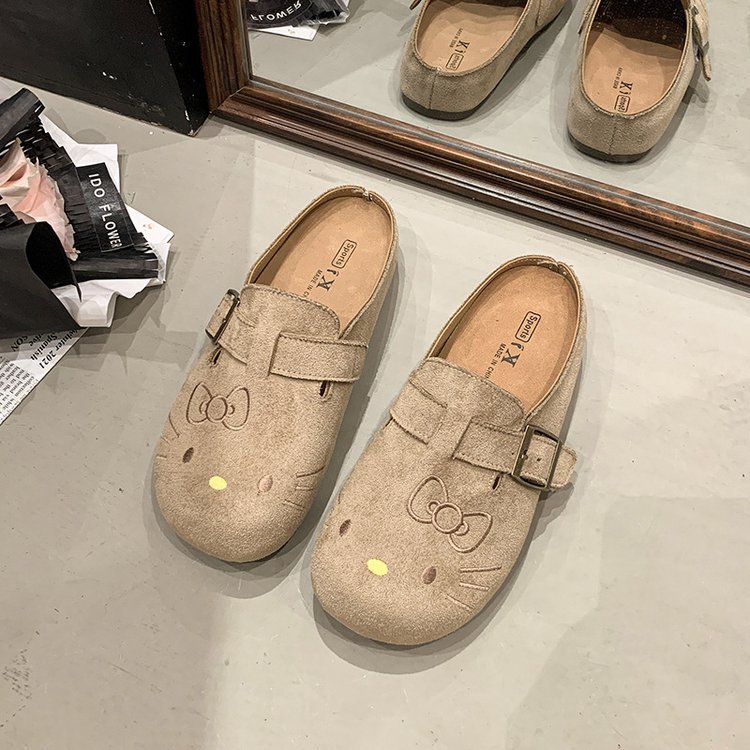 Modas pequeñas lindas zapatillas de dibujos animados de media cabeza zapatillas de mujer primavera y verano 2026 nuevas zapatillas de Bocken perezosas image 1