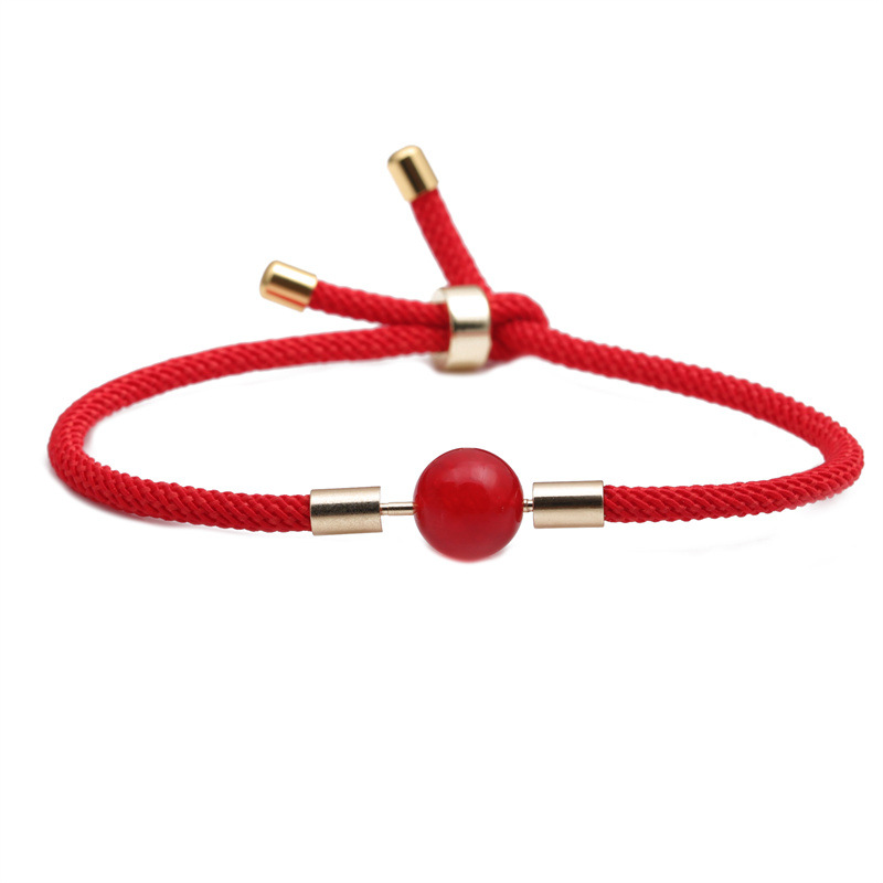 Europeo y americano transfronterizo color retráctil ajustable cuerda básica pulsera 10mm perlas rojo Milán cuerda DIY pulsera