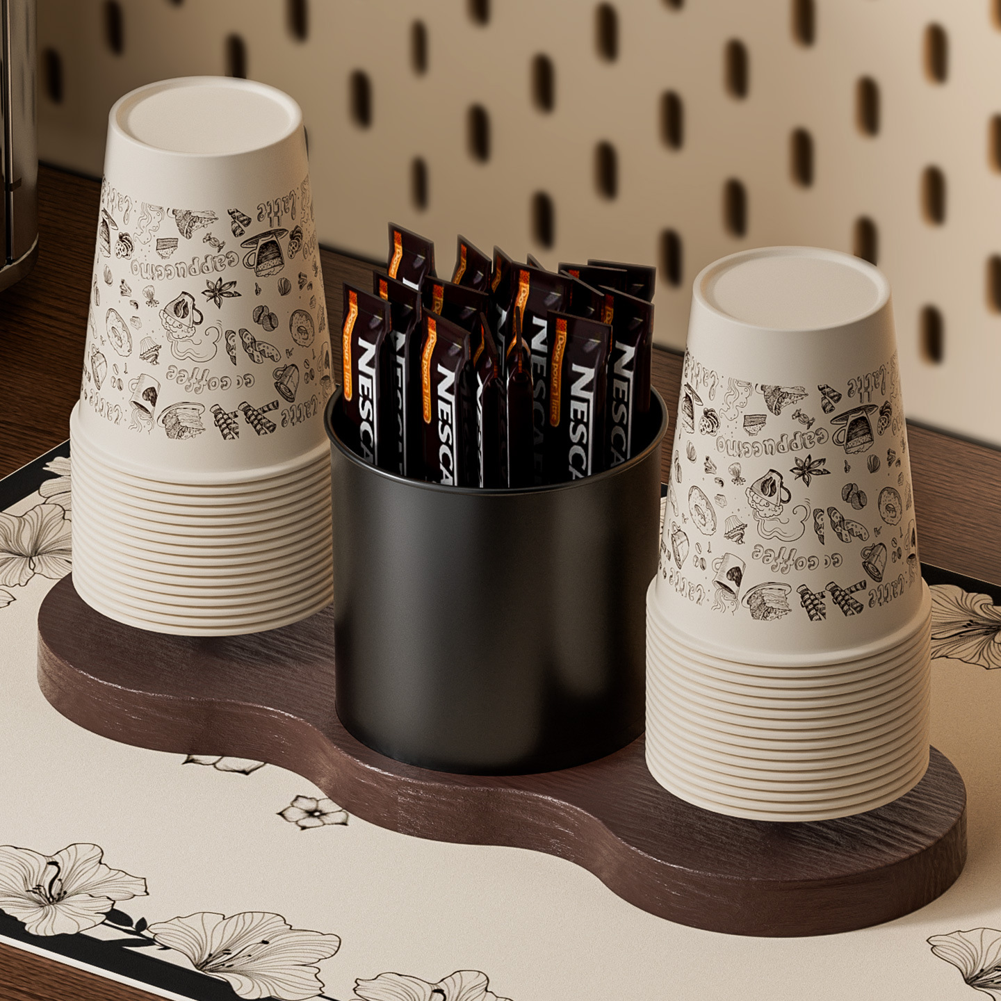 Desktop storage rack, disposable cup dispenser, coffee and tea cup holder, commercial paper cup rack for the table
