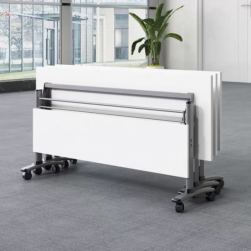 Mesa de capacitación de conferencias plegable y silla combinada con mesa larga de empalme móvil, mesa de clase doble y silla, mesa de capacitación de personal de oficina