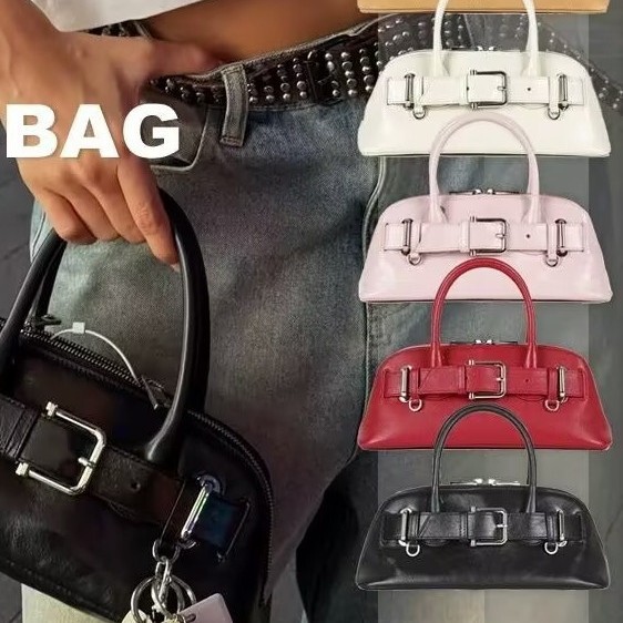 Original Os Korean Niche Design Shell Bag Oi Same Style Belt Buckle Half-Moon Bag Fashionable Genuine Leather Hand-Held Cross-Body Bag Original Os Korean Niche Design Shell Bag Oi Same Style Belt Buckle Half-Moon Bag Fashionable Genuine Leather Hand-Held Cross-Body Bag