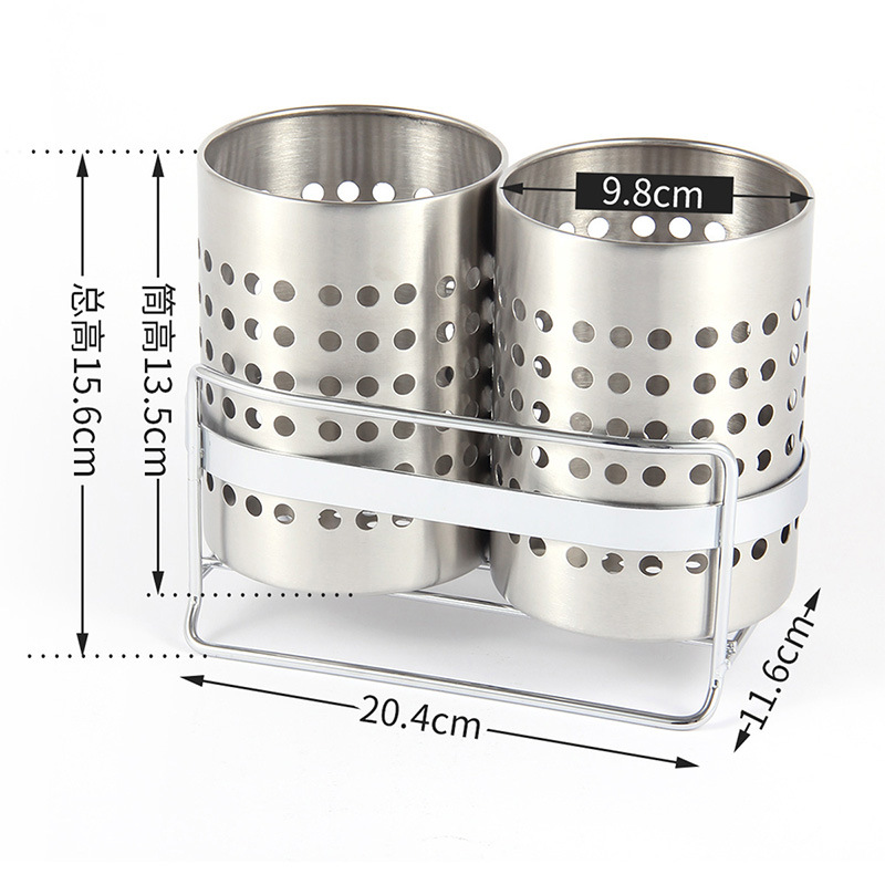 Ou runzhe cesta de vajilla de doble tubo de acero inoxidable con estante bandeja de agua drenaje cocina palillos jaula cuchillo, tenedor y cuchara tubo de almacenamiento