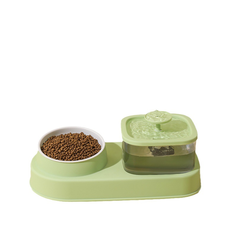 Gato dispensador automático de agua integrado gato tazón húmedo y seco separación de alimentos gato tazón dispensador de agua de acero inoxidable equipo de alimentación de mascotas