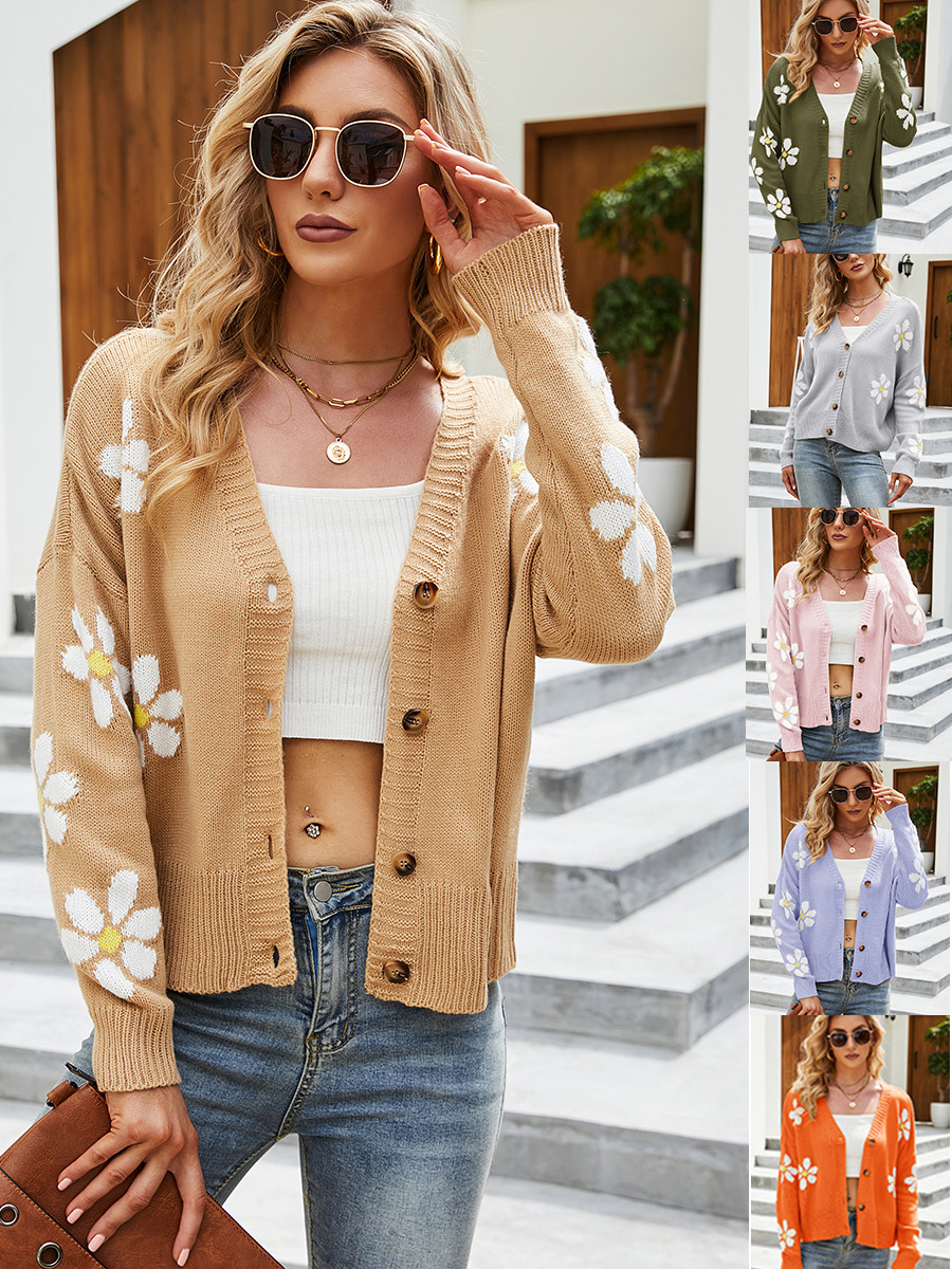 Cárdigan de punto estilo INS para mujer, novedad transfronteriza otoño-invierno 2026, estilo europeo y americano, suéter cárdigan holgado estilo universitario image 3