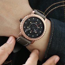 NS品牌跨境热销男士皮表带手表齿轮纹表圈潮流机械风石英表工厂现