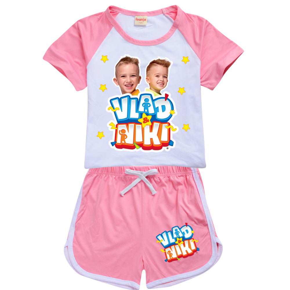 Jungen Sommer Vlad Niki Sets Kurzarm T-Shirt Shorts 2 Stück Anzug Casual Sportswear Kinder kleidung Trainings anzug für Teenager Mädchen – Detail 7