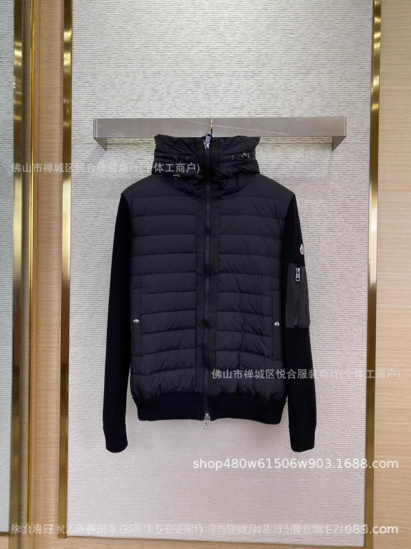 欧洲站新款M家针织拼接休闲羽绒服男白鸭绒保暖情侣修身羽绒外套|undefined