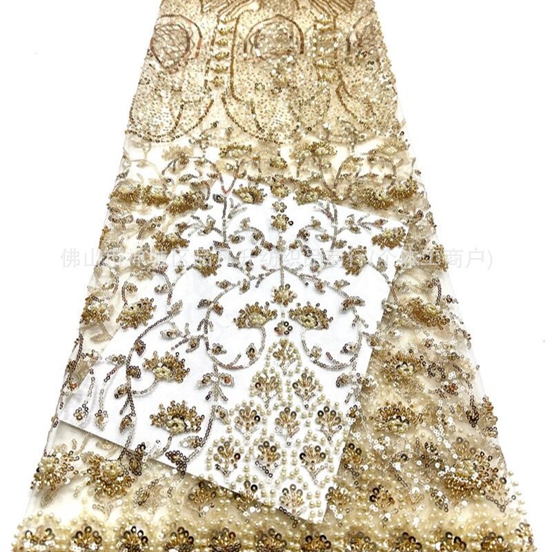 2026 nuevo diseño de fabricantes pesados cuentas bordadas tela de vestido de noche de lujo de alta calidad al por mayor