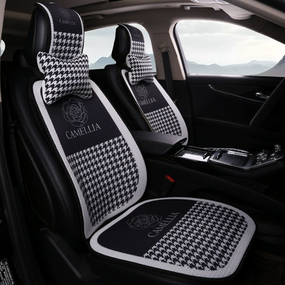 Seat Cushion Cover Seat cushion, seat cover - black-camellia-2-seat-cushions-for-driver-and-passenger-2-back-cushions-2-neck-pillows-honeycomb