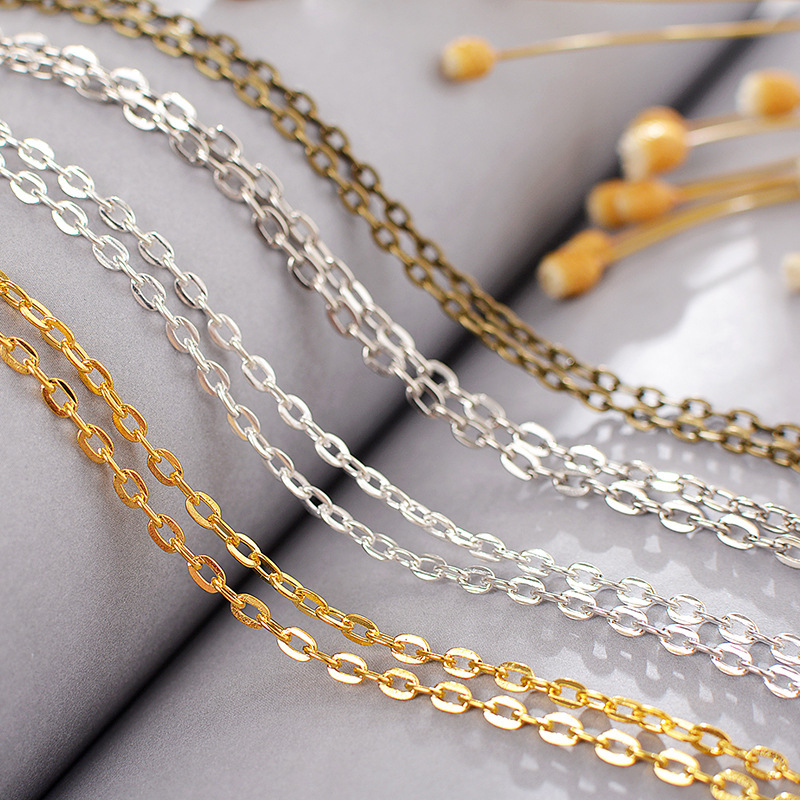 Flat Iron Chain, Cross Chain, Flat O-Shaped Chain, DIY Jewelry Accessories, Necklace Chain, Bracelet, Tassel Fine Chain, Handmade Chain Flat Iron Chain, Cross Chain, Flat O-Shaped Chain, DIY Jewelry Accessories, Necklace Chain, Bracelet, Tassel Fine Chain, Handmade Chain