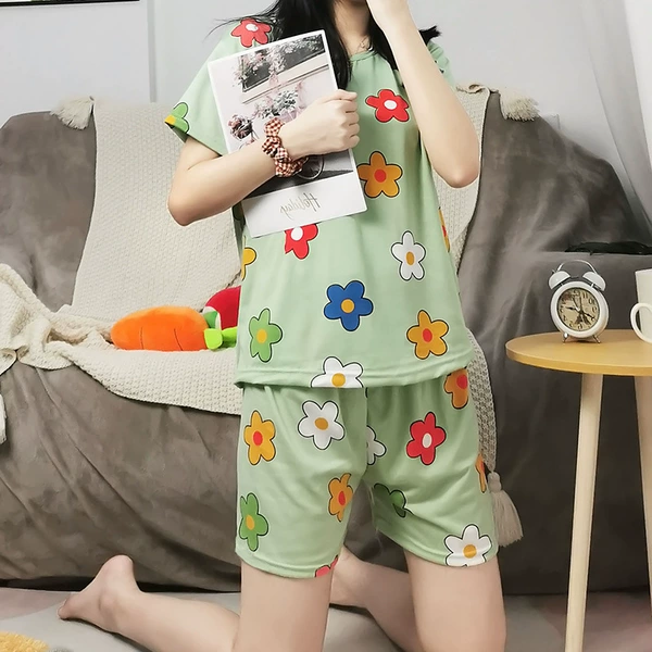 Thin S -green flowers short set