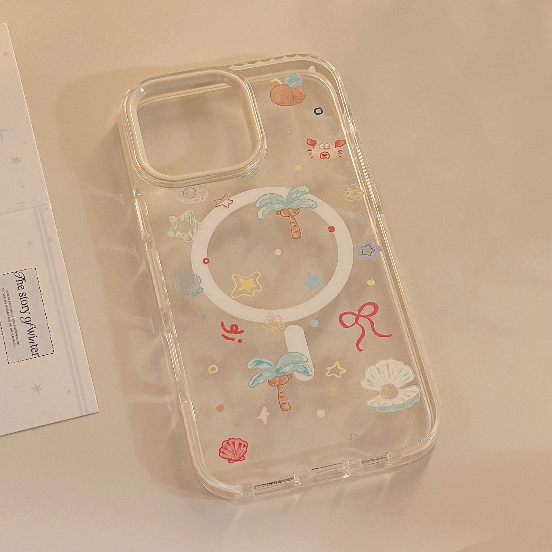 Magnetic Transparent Phone Case For Iphone With Glitter Holder_voghion.com