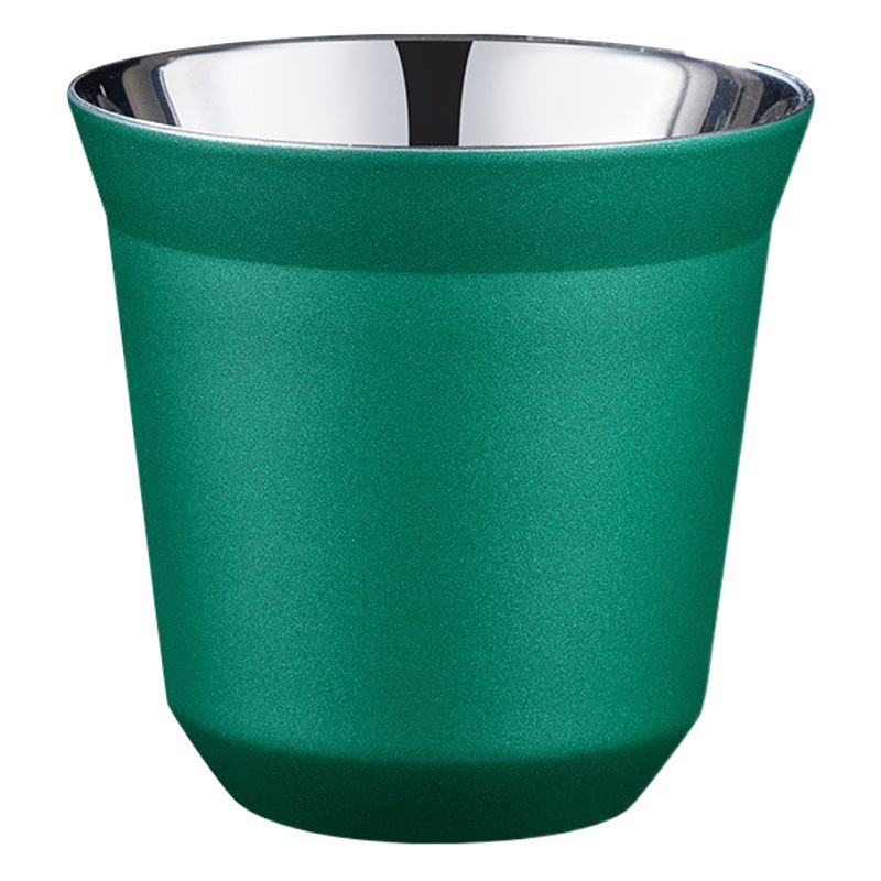 Transfronterizo Comercio electrónico 304 Acero inoxidable pequeña capacidad taza mini taza de café fábrica al por mayor de acero inoxidable taza de café de doble capa